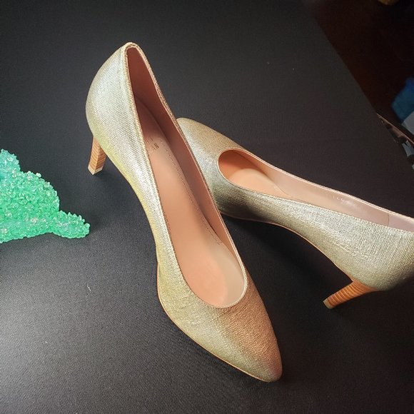 Stuart Weitzman Miami Topo Summer Linen Pump with hurrache stacked heel - Picture 4 of 8